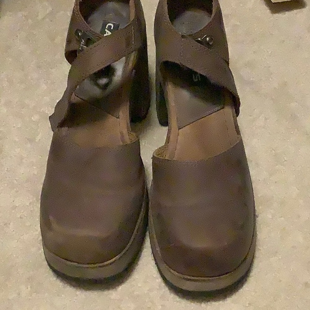 Womens heels shoes clog platform shoes 8 brown Candies